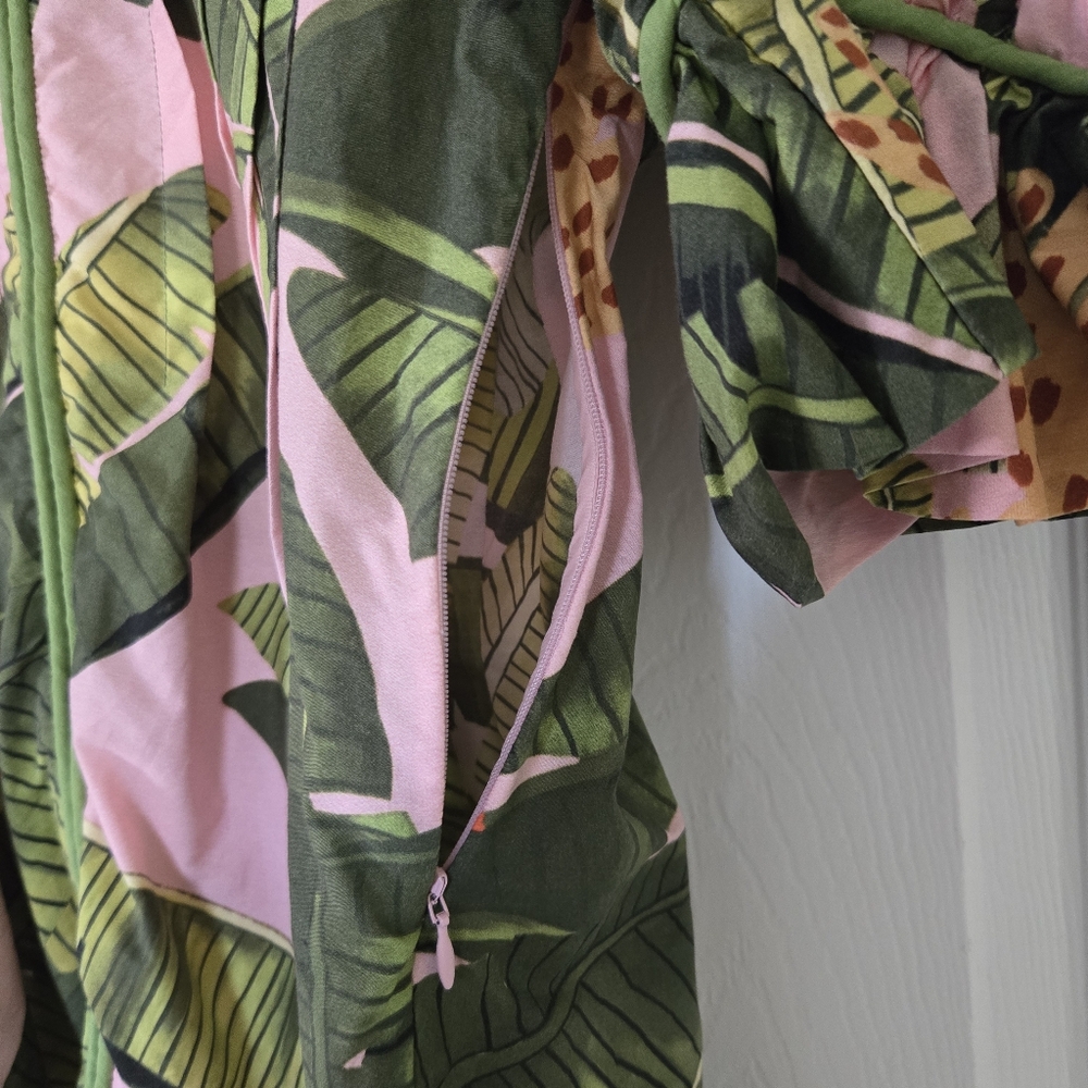 Farm Rio Banana Leaves V-Neck Mini Dress - Picture 7 of 14